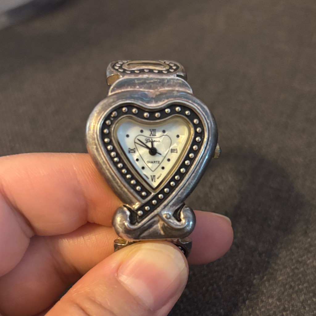 Preowned Geneva HeartShaped Silver Watch